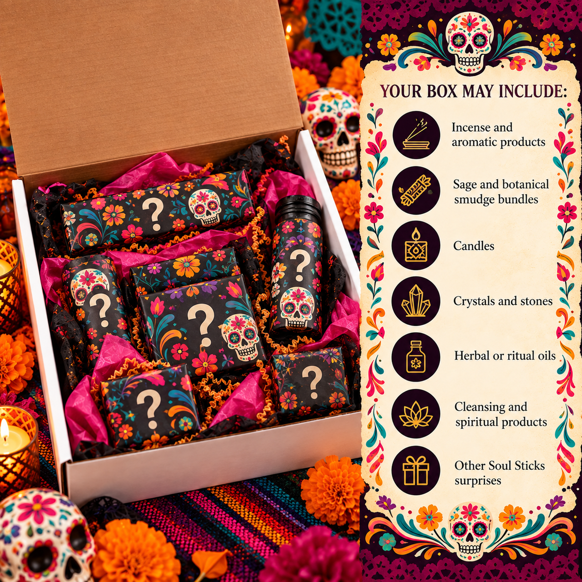 Soul Sticks Day of the Dead Mystery Ritual Box – 7 Surprise Products – $37+ Value