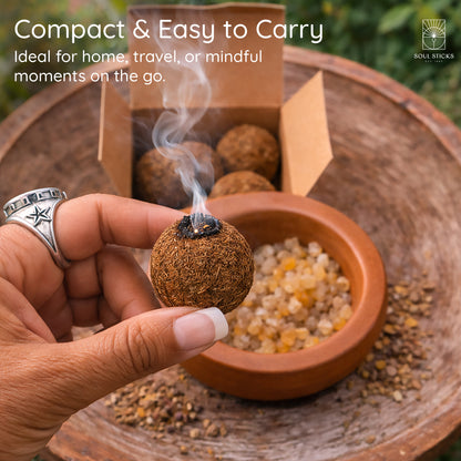 Single frankincense & myrrh smudge bomb with branded packaging detail