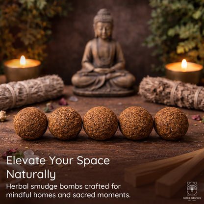 Frankincense & Myrrh smudge bombs styled with candles and ritual decor