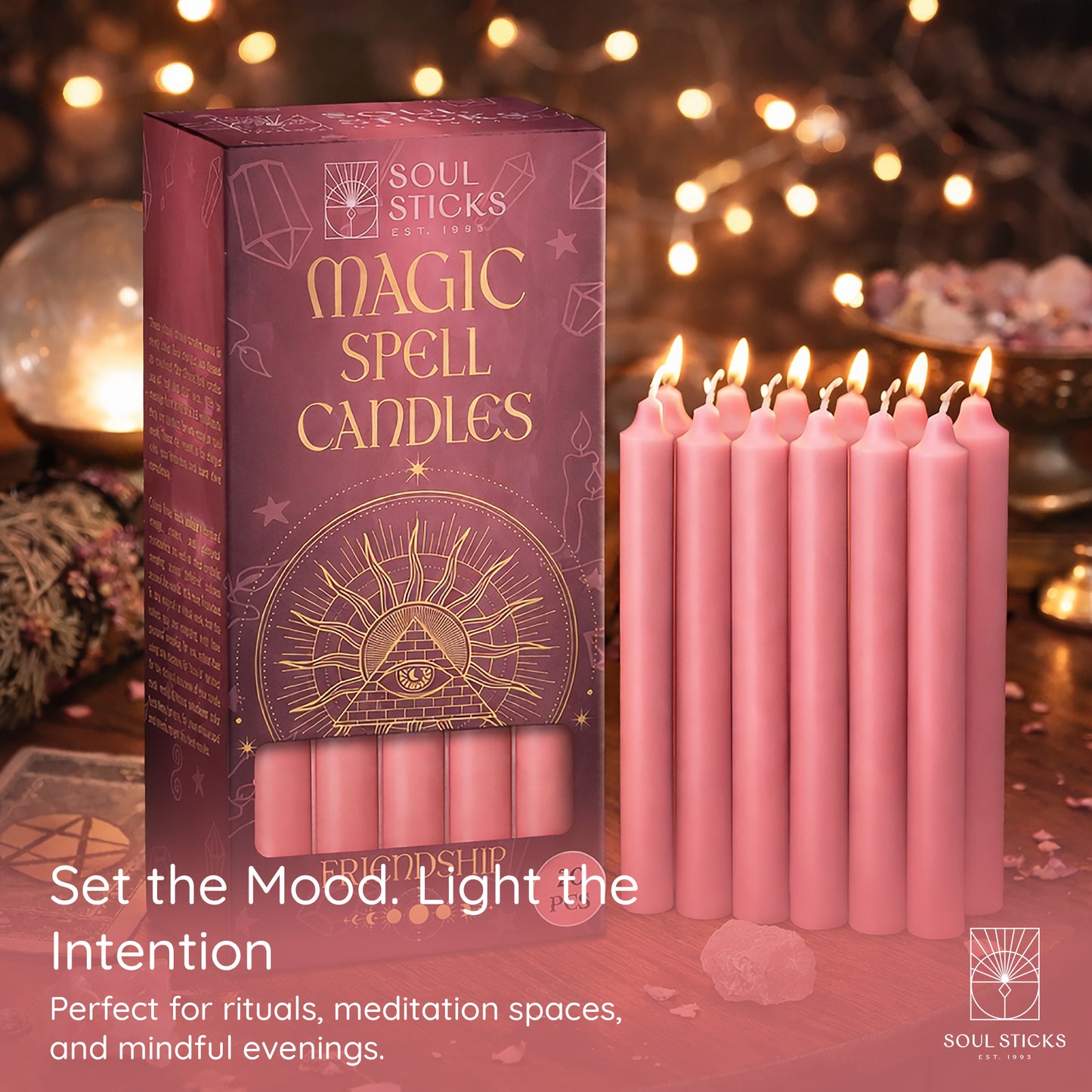 SOUL STICKS 4" Premium Magic Spell Chime Taper Candles Bulk 20 Pack for Rituals, Ceremonies, Meditation, Altar and Spells