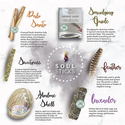 Beginner Lavender Sage Smudge Kit with Guide