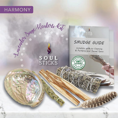 Beginner Lavender Sage Smudge Kit with Guide