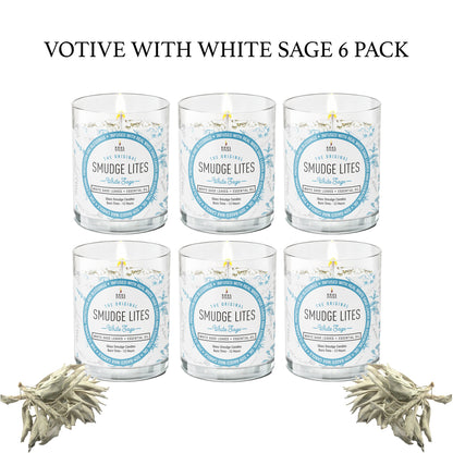 White Sage Smudge Votive Candles - 6 Pack