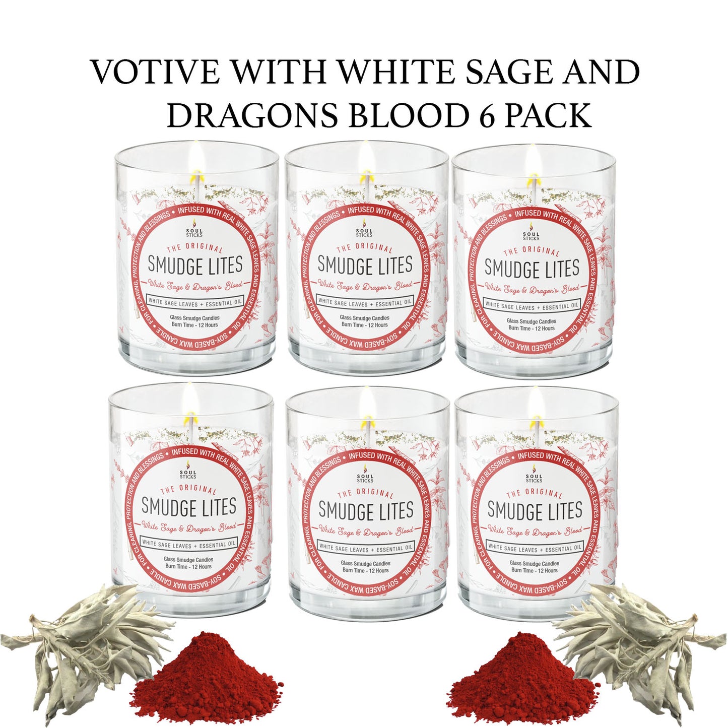 6 Pack Votive White Sage Smudge Candle for Cleansing Meditation Aromatherapy