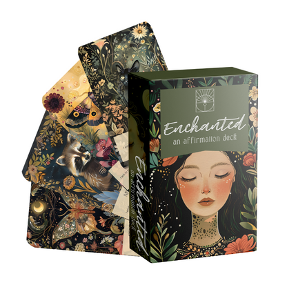 Set of spiritual cards with mystical artwork and messages.