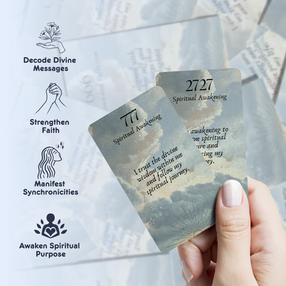 Set of spiritual cards with mystical artwork and messages.