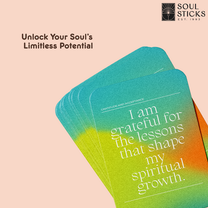 Set of spiritual cards with mystical artwork and messages.