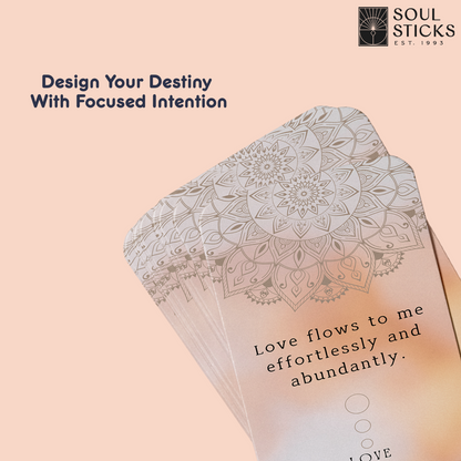 Set of spiritual cards with mystical artwork and messages.