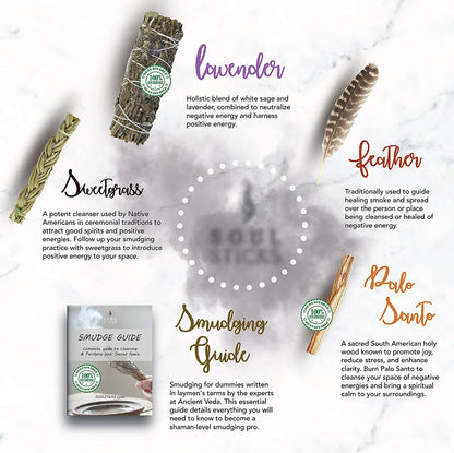 Lavender Sage Smudge Kit with Guide