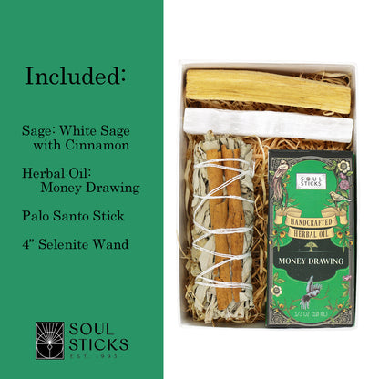 Soul Sticks, Money Drawing Intention Kit with Sage
