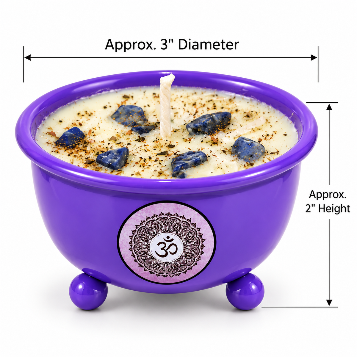 Lavender Crystal Votive Candle | Purple Om Bowl