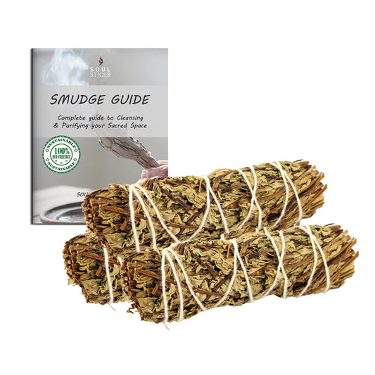 3 Pack Peppermint 4" Sage Smudge Sticks Bundle with Smudging Guide