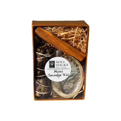 Soul Sticks Mini Smudge Kit in a wooden box on a white background