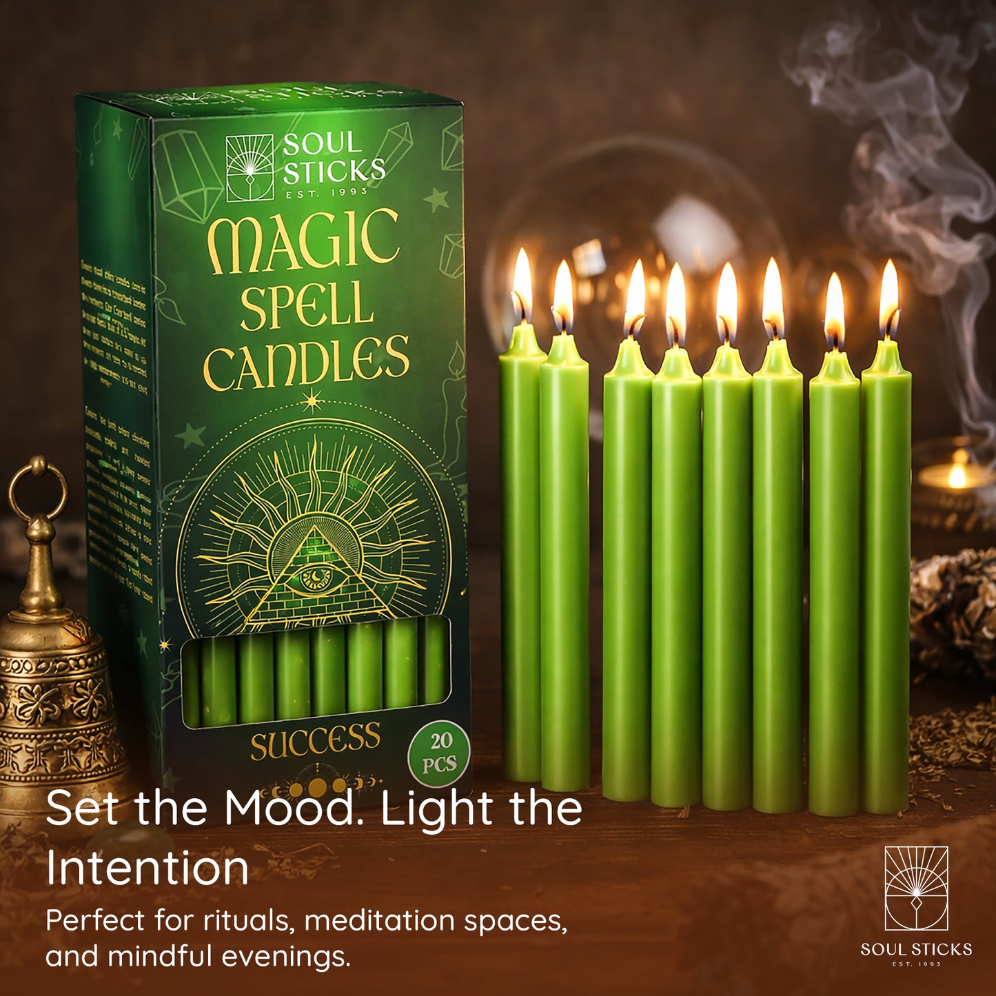 SOUL STICKS 4" Premium Magic Spell Chime Taper Candles Bulk 20 Pack for Rituals, Ceremonies, Meditation, Altar and Spells