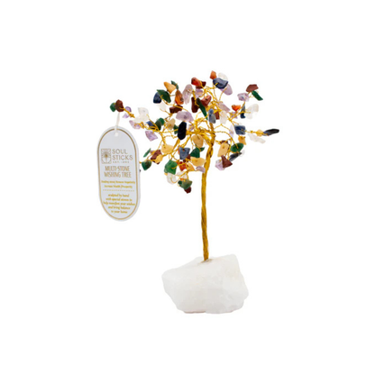 Handmade crystal tree with natural gemstones for energy balance, positivity, and home decoration