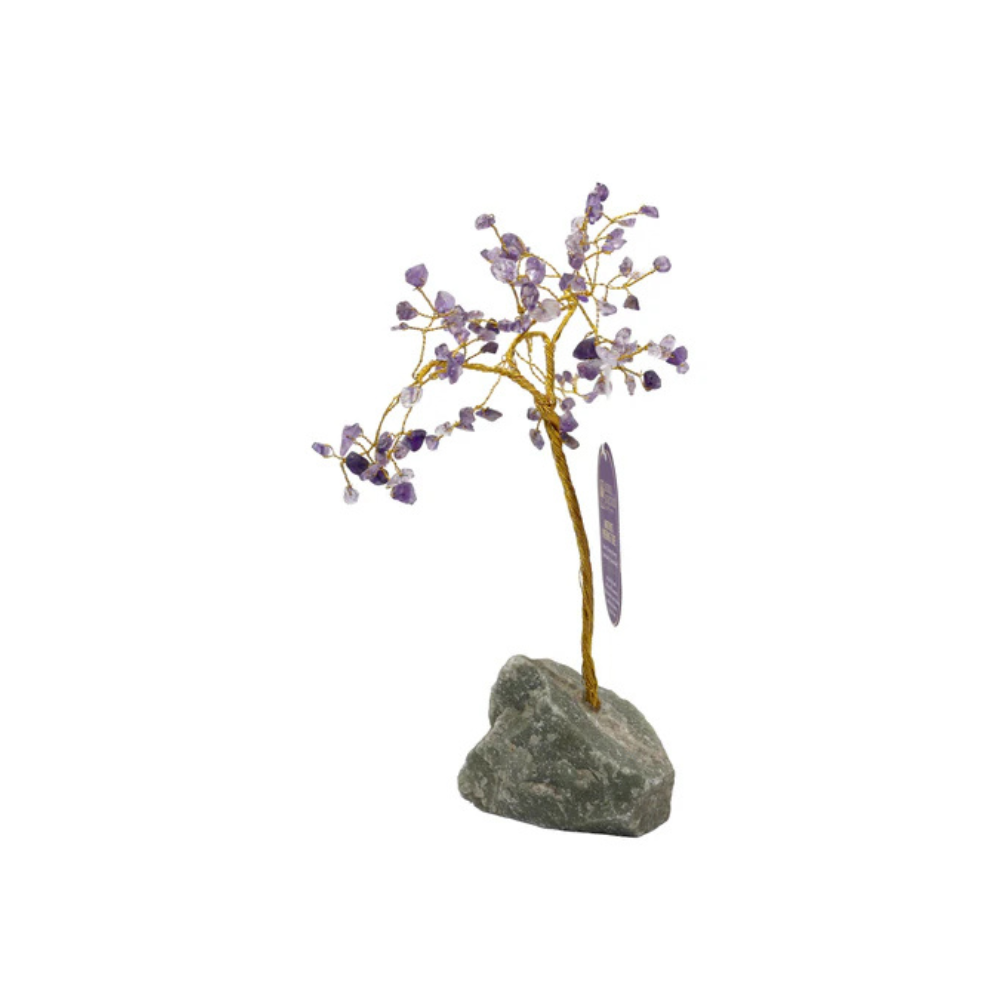 Handmade crystal tree with natural gemstones for energy balance, positivity, and home decoration