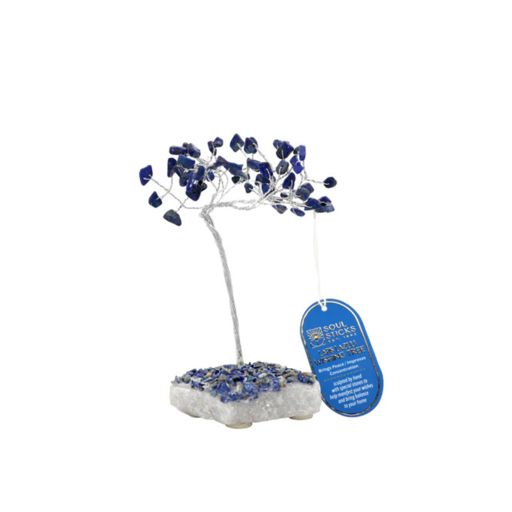 Handmade crystal tree with natural gemstones for energy balance, positivity, and home decoration