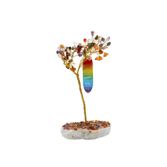 Handmade crystal tree with natural gemstones for energy balance, positivity, and home decoration