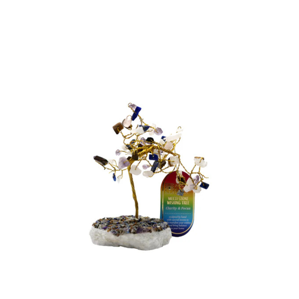 Handmade crystal tree with natural gemstones for energy balance, positivity, and home decoration