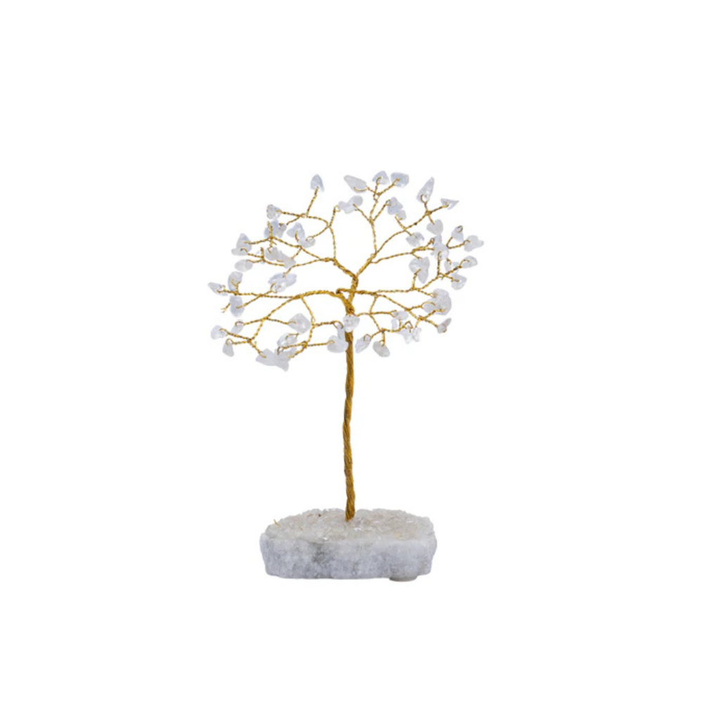 Handmade crystal tree with natural gemstones for energy balance, positivity, and home decoration