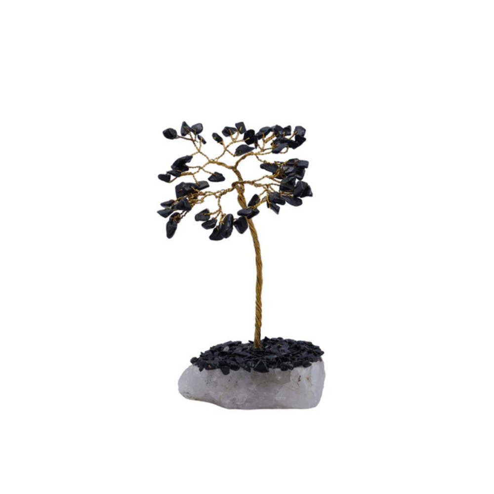 Handmade crystal tree with natural gemstones for energy balance, positivity, and home decoration
