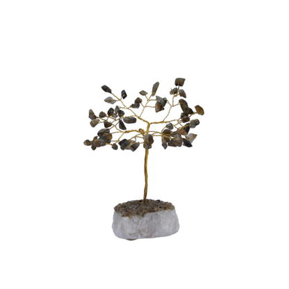Handmade crystal tree with natural gemstones for energy balance, positivity, and home decoration