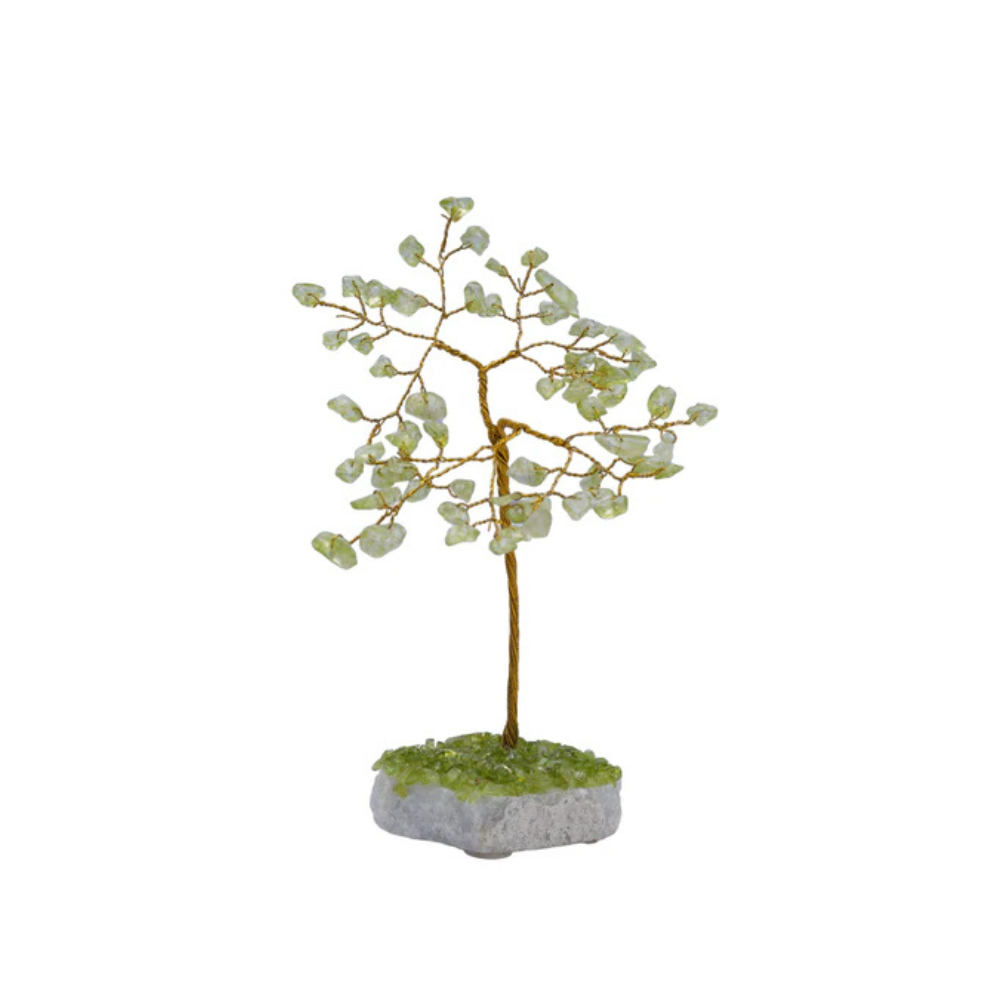 Handmade crystal tree with natural gemstones for energy balance, positivity, and home decoration