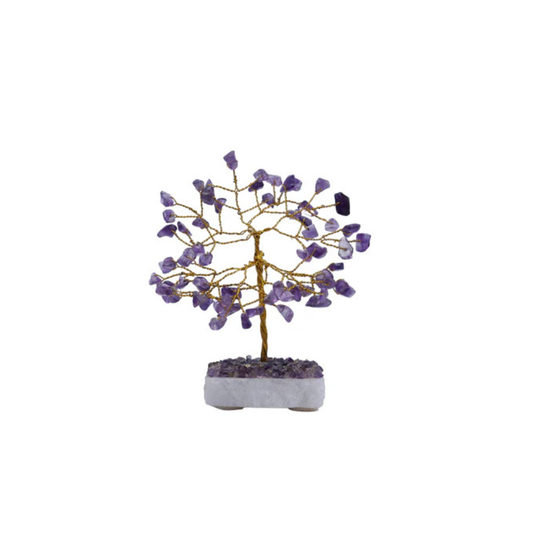 Handmade crystal tree with natural gemstones for energy balance, positivity, and home decoration