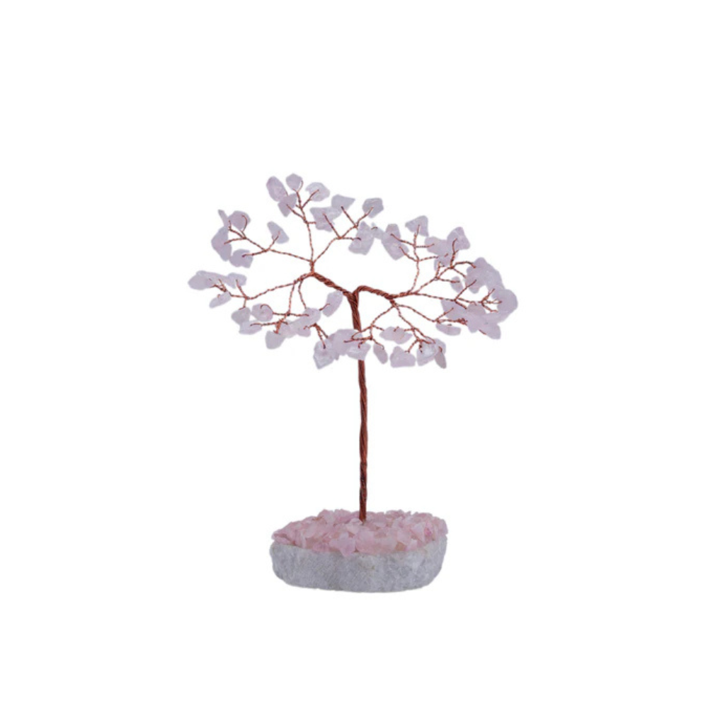Handmade crystal tree with natural gemstones for energy balance, positivity, and home decoration