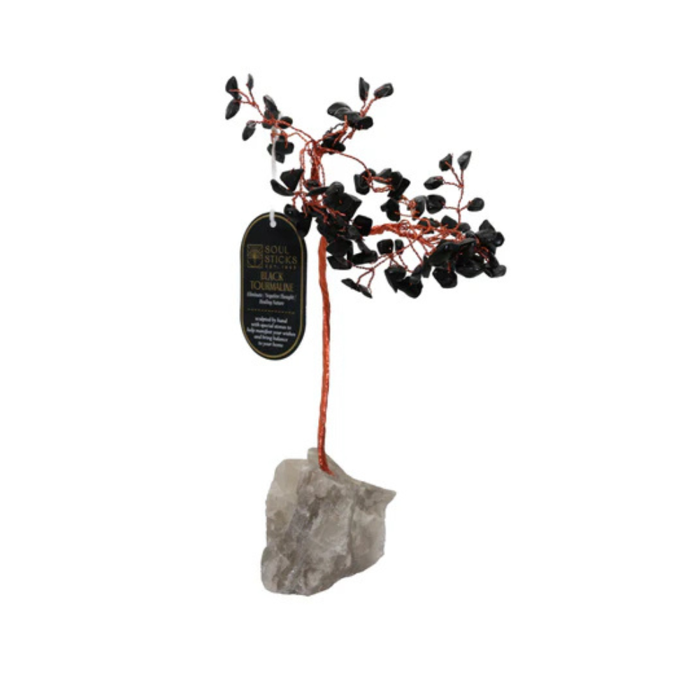 Handmade crystal tree with natural gemstones for energy balance, positivity, and home decoration