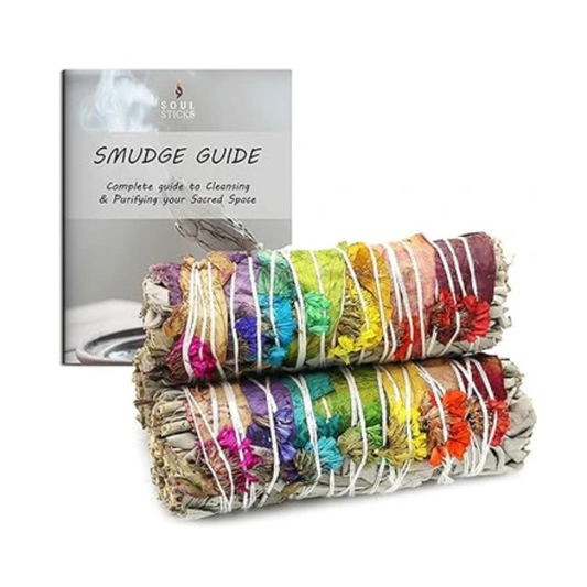 Flora Trails 7 Chakras Floral Sage Smudge Sticks with Smudge Guide (3 PK)