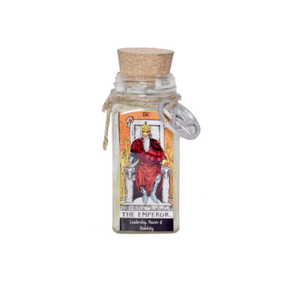 Decorative tarot candle for ritual use, energy work, and spiritual guidance.