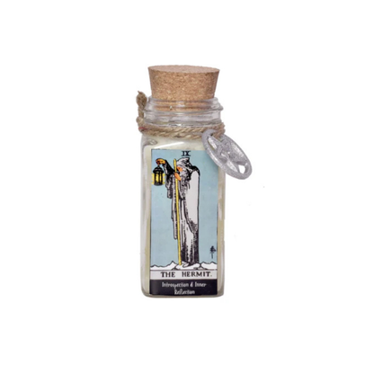 Decorative tarot candle for ritual use, energy work, and spiritual guidance.
