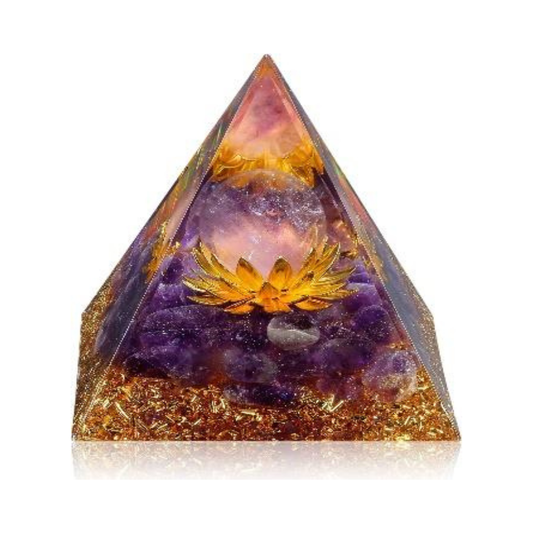 AMETHYST LOTUS CRYSTAL PYRAMID (80 MM)