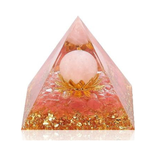 ROSE QUARTZ ORGONITE CRYSTAL PYRAMID (80 MM)