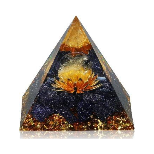BLUE GOLDSTONE ORGONITE CRYSTAL PYRAMID (80 MM)