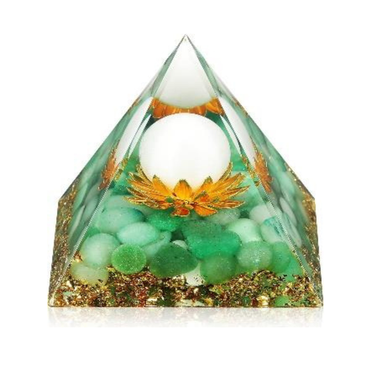 GREEN AVENTURINE ORGONITE CRYSTAL PYRAMID (80 MM)