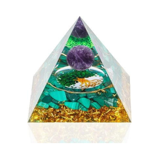 MALACHITE ORGONITE CRYSTAL PYRAMID (80 MM)