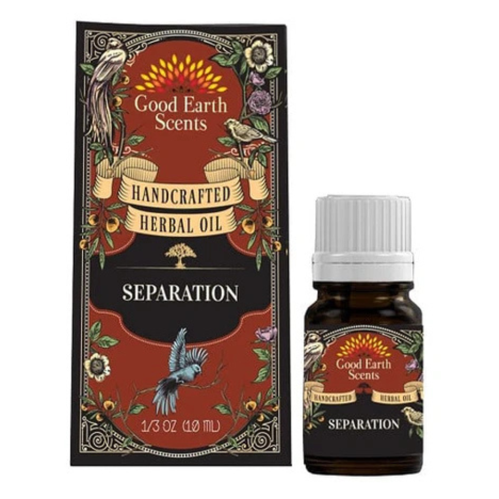 Herbal oil bottle and packaging on a white background