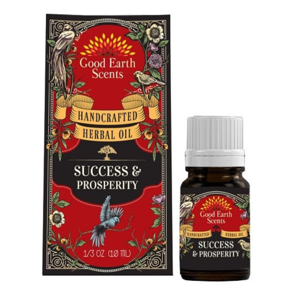 Herbal oil bottle and packaging on a white background