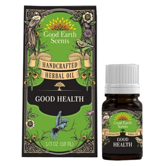 Herbal oil bottle and packaging on a white background