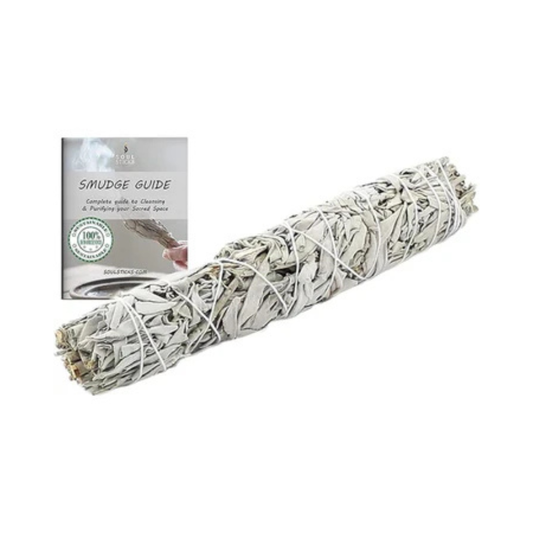9" White Sage Smudge Stick with Smudge Guide