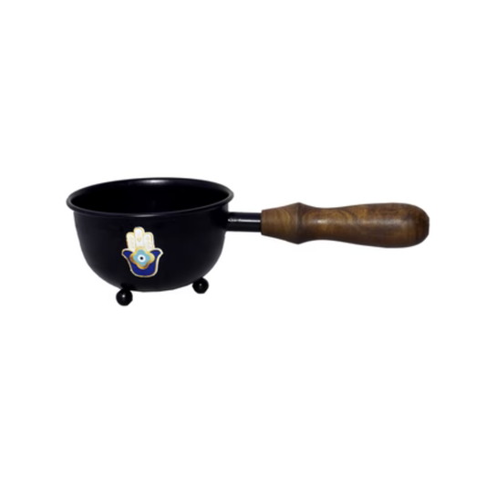 Hamsa Hand Small Smudge Pot Burner with Handle