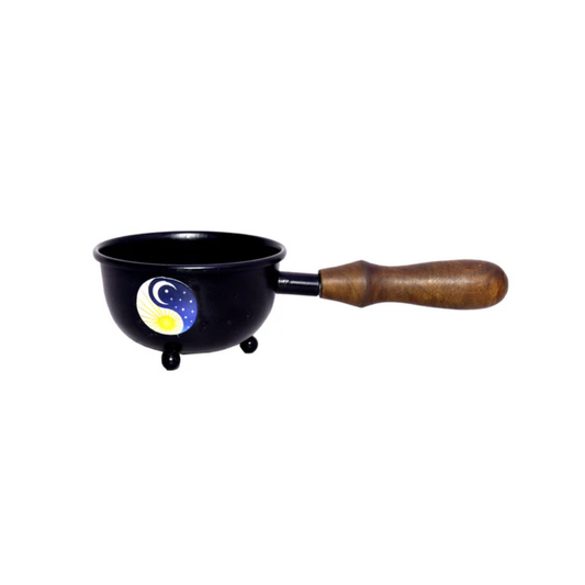 Sun and Moon Small Smudge Pot Burner with Handle