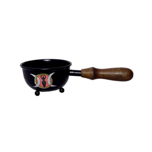 Triple Moon Goddess Small Smudge Pot Burner with Handle