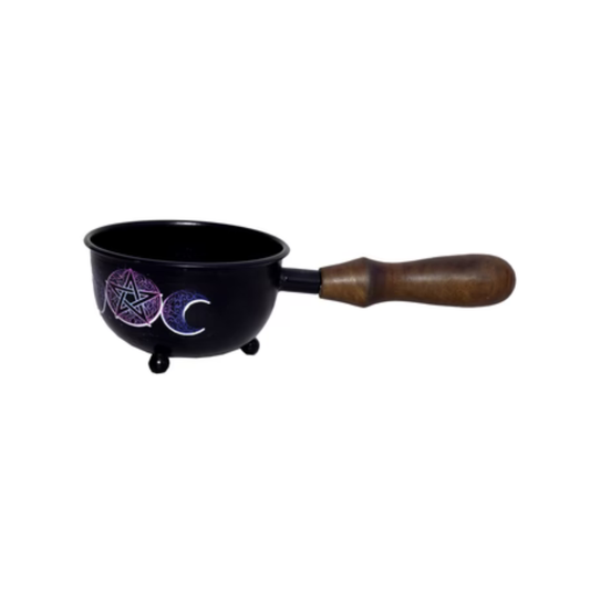 Triple Moon Small Smudge Pot Burner with Handle