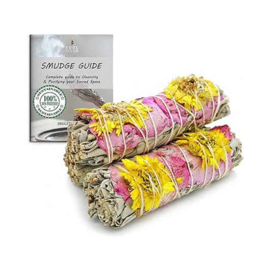 Amour Floral Sage Smudge Sticks with Smudge Guide (3 PK)