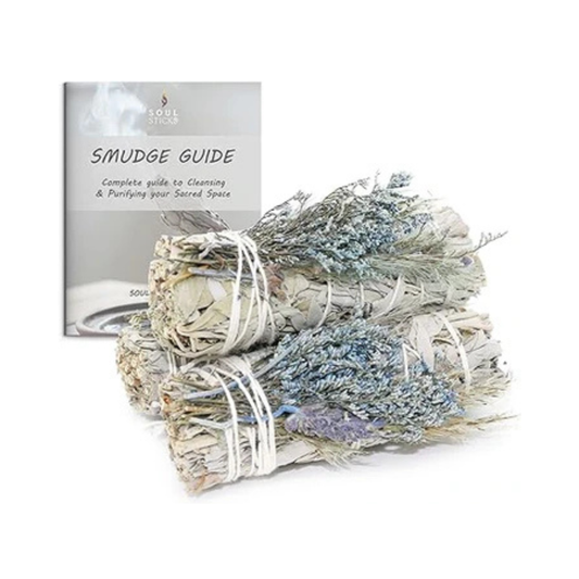 Blue Bouquet Floral Sage Smudge Sticks with Smudge Guide (3 PK)