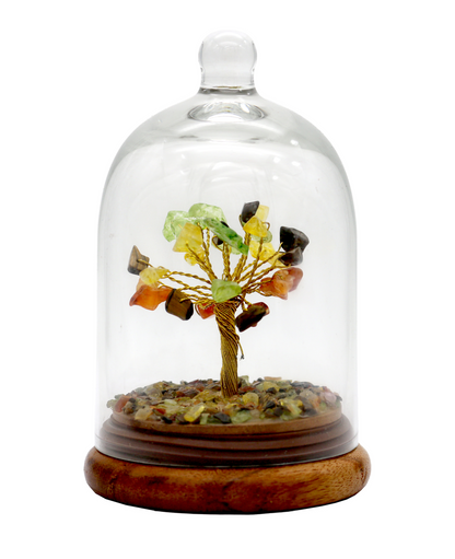 Handmade crystal tree with natural gemstones for energy balance, positivity, and home decoration