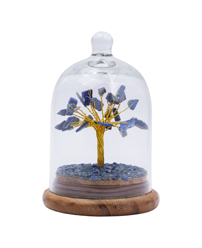 Handmade crystal tree with natural gemstones for energy balance, positivity, and home decoration